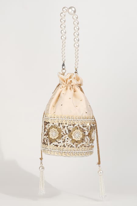 The Tan Clan Ama Floral Embroidered Potli Bag 