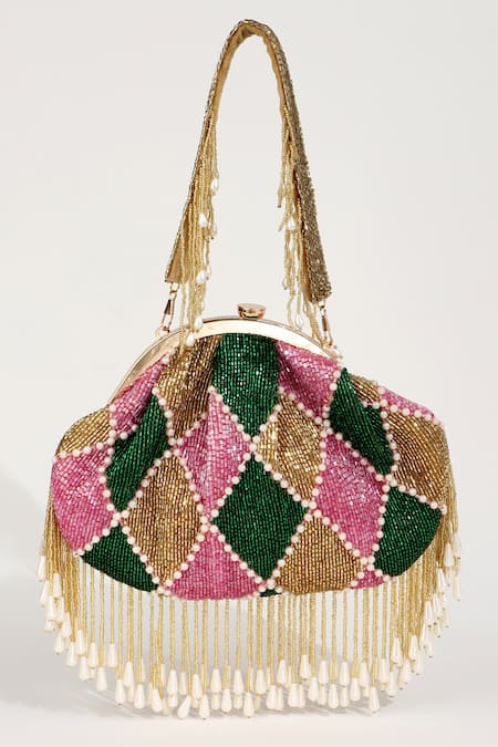 Shop_The Tan Clan_Multi Color Embellished Bliss Batua Bag _at_Aza_Fashions