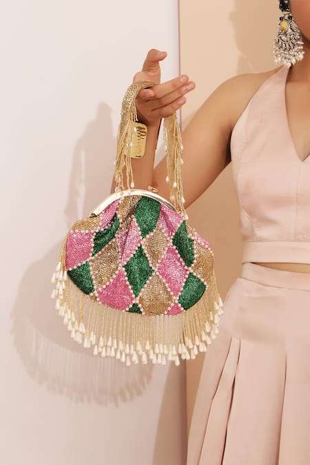The Tan Clan_Multi Color Embellished Bliss Batua Bag _Online_at_Aza_Fashions