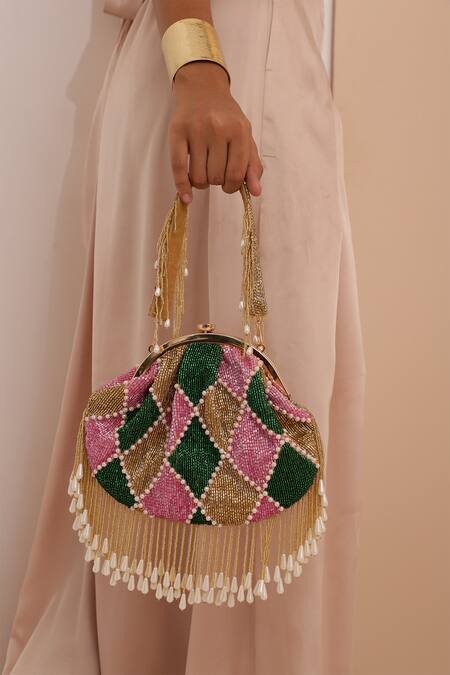 Buy_The Tan Clan_Multi Color Embellished Bliss Batua Bag _Online_at_Aza_Fashions