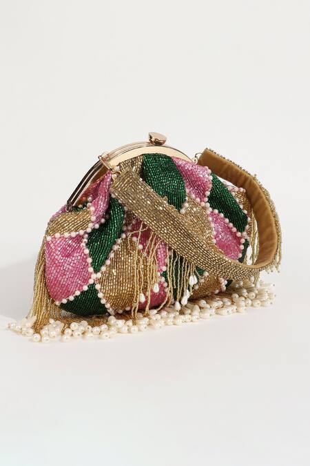 Shop_The Tan Clan_Multi Color Embellished Bliss Batua Bag _Online_at_Aza_Fashions