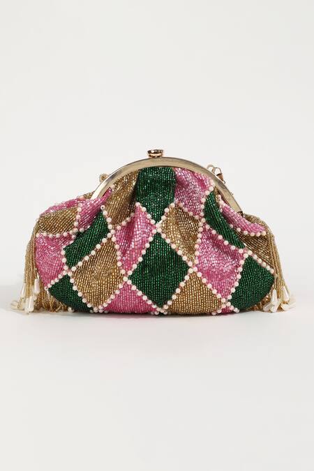 The Tan Clan_Multi Color Embellished Bliss Batua Bag _at_Aza_Fashions