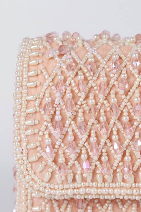 Buy_The Tan Clan_Pink Embroidery Blush Flap Over Clutch Bag _Online_at_Aza_Fashions