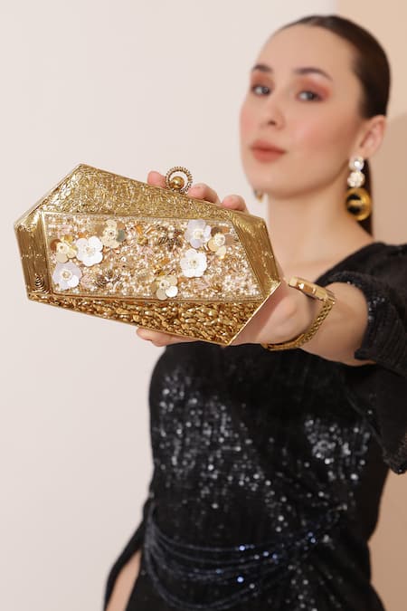 THE TAN CLAN Fatima Embellished Clutch 