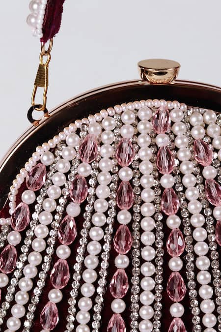 Buy The Tan Clan Maroon Embroidery, Pearls Frida Stripe Embellished Batua Bag Online at Aza Fashions Buy_The Tan Clan_Maroon Embroidery, Pearls Frida Stripe Embellished Batua Bag _Online_at_Aza_Fashions