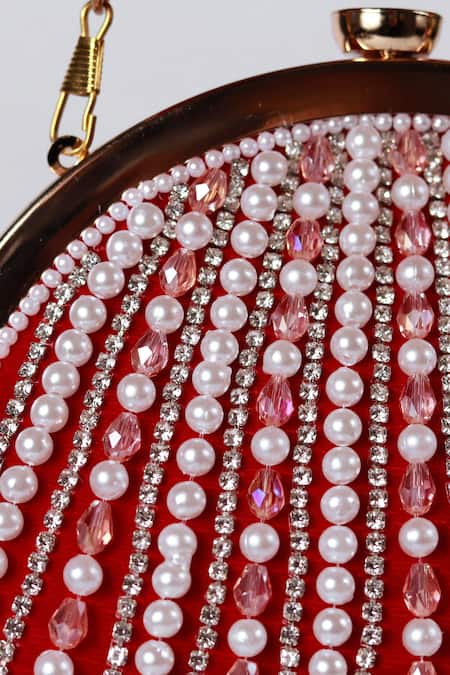 Buy The Tan Clan Red Crystals, Pearls Frida Velvet Embellished Batua Bag Online at Aza Fashions Buy_The Tan Clan_Red Crystals, Pearls Frida Velvet Embellished Batua Bag _Online_at_Aza_Fashions