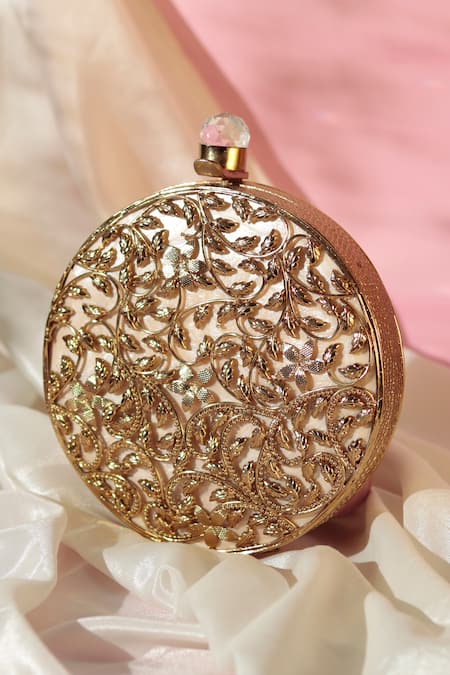 The Tan Clan Gazal Leaf Carved Clutch 