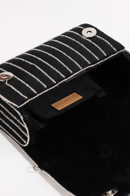 Buy_The Tan Clan_Black Embellished Grace Rhinestone Clutch _Online_at_Aza_Fashions