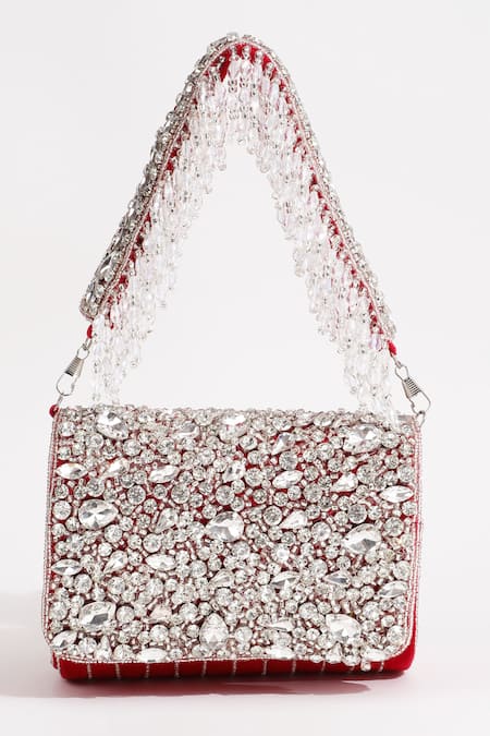 Buy_The Tan Clan_Red Embellished Grace Stone Clutch _Online_at_Aza_Fashions