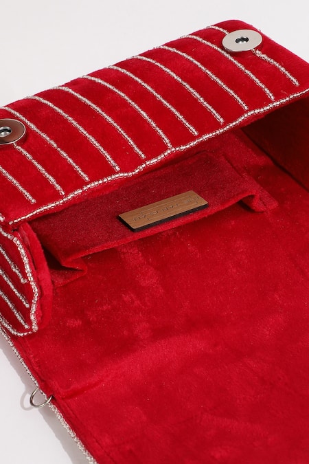 The Tan Clan_Red Embellished Grace Stone Clutch _at_Aza_Fashions