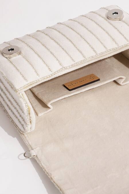 Shop_The Tan Clan_White Embellished Grace Bead Clutch _Online_at_Aza_Fashions