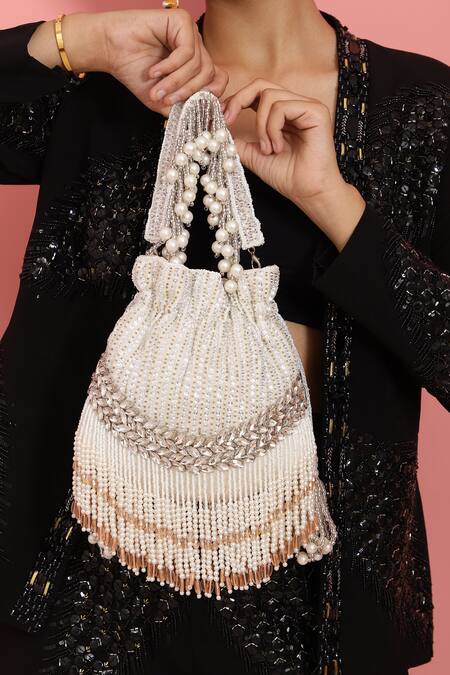 Buy_The Tan Clan_White Sequins, Crystals Jalsa Embellished Potli _Online_at_Aza_Fashions