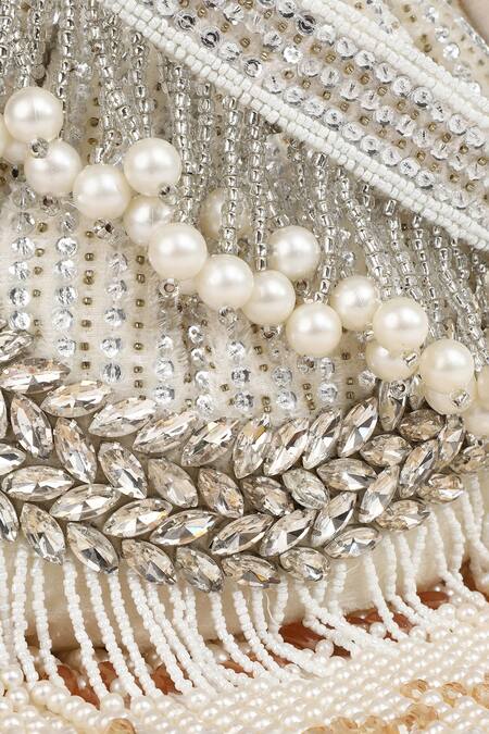 Buy_The Tan Clan_White Sequins, Crystals Jalsa Embellished Potli 