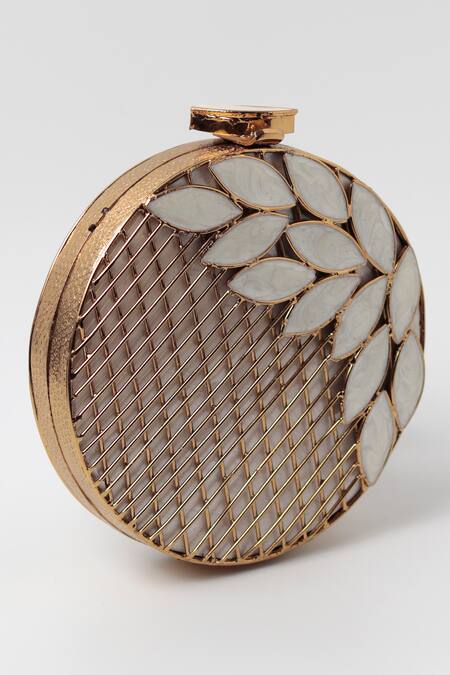 Buy_The Tan Clan_Gold Embroidery, Pearls Jannat Mother Of Studded Clutch _Online_at_Aza_Fashions