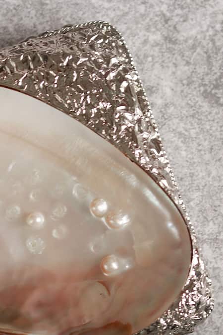 Buy_The Tan Clan_Silver Crystals Mumtaz Mother Of Pearl Clutch _Online_at_Aza_Fashions