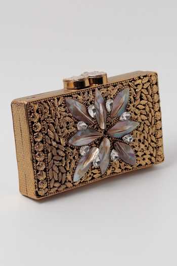 Buy The Tan Clan Gold Embroidery, Crystals Nadia Embellished Mother Of Pearl Clutch Online at Aza Fashions Buy_The Tan Clan_Gold Embroidery, Crystals Nadia Embellished Mother Of Pearl Clutch _Online_at_Aza_Fashions