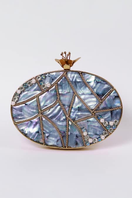 Shop_The Tan Clan_Gold Pearls Nargis Embellished Mother Of Clutch _Online_at_Aza_Fashions