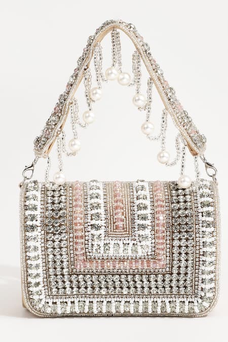 Shop_The Tan Clan_Beige Embellished Nysa Clutch _at_Aza_Fashions