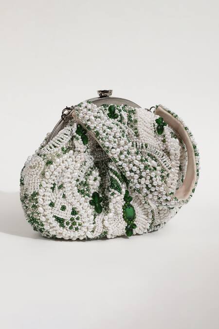 Buy_The Tan Clan_White Beads, Pearls, Cut Work Paak Embellished Potli Bag _Online_at_Aza_Fashions