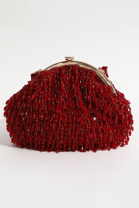 Shop_The Tan Clan_Red Crystals Rosa Embellished Potli Bag _Online_at_Aza_Fashions