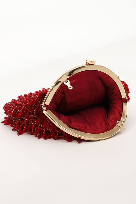 The Tan Clan_Red Crystals Rosa Embellished Potli Bag _at_Aza_Fashions
