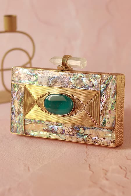 Buy The Tan Clan Gold Stones Sahiba Textured Clutch Online at Aza Fashions Buy_The Tan Clan_Gold Stones Sahiba Textured Clutch _Online_at_Aza_Fashions