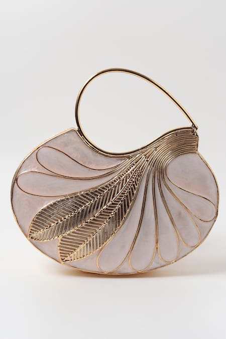 The Tan Clan Saniya Mother Of Pearl Embellished Clutch 