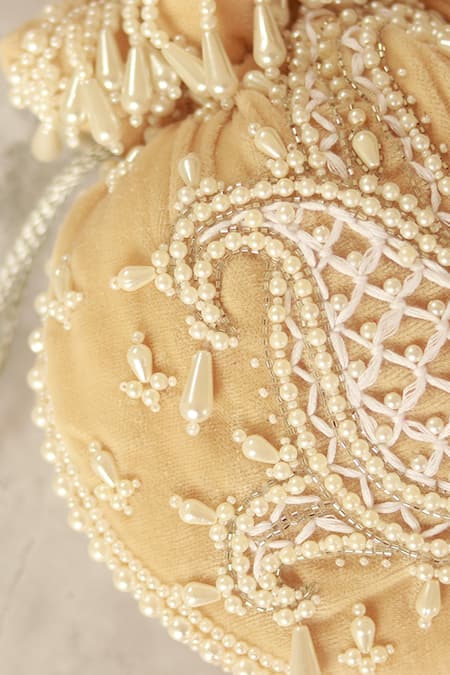 Shop_The Tan Clan_Beige Pearls Sukoon Hand Embellished Potli 
