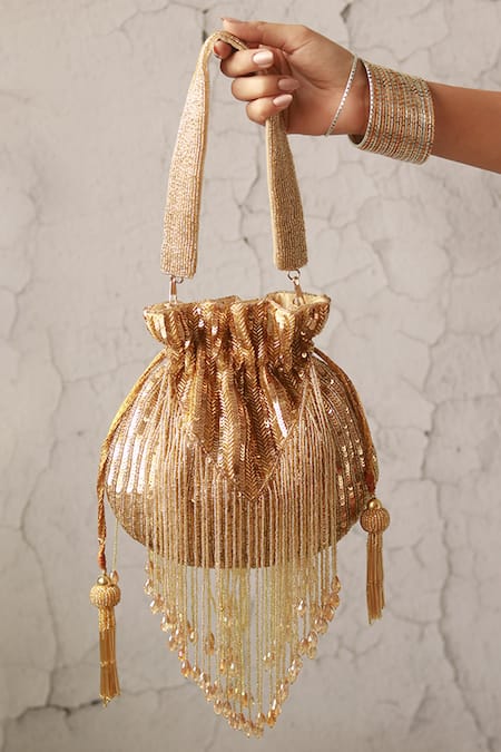 THE TAN CLAN Twinkle Beaded Tassels Potli 