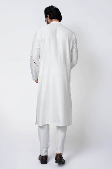 Shop Priyanka Haralalka Off White Cotton, Silk Embroidery Cards Poker Theme Kurta And Pyjama Set at Aza Fashions Shop_Priyanka Haralalka_Off White Cotton, Silk Embroidery Cards Poker Theme Kurta And Pyjama Set _at_Aza_Fashions