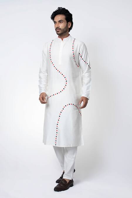 Shop Priyanka Haralalka Off White Cotton, Silk Embroidery Cards Poker Theme Kurta And Pyjama Set Online at Aza Fashions Shop_Priyanka Haralalka_Off White Cotton, Silk Embroidery Cards Poker Theme Kurta And Pyjama Set _Online_at_Aza_Fashions