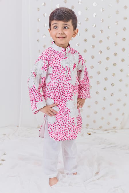 Tiny Pants Mosaic Flora Mirror Work Kurta Set 