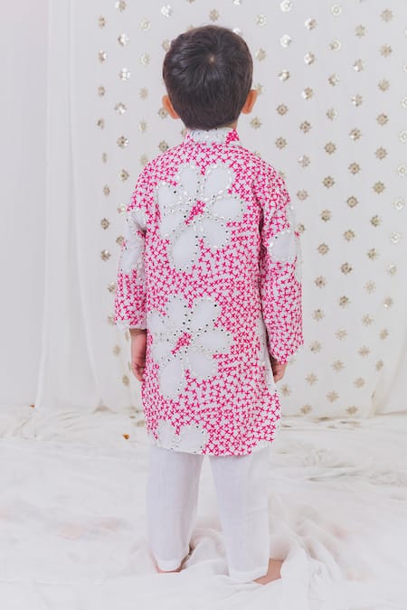 Tiny Pants Mosaic Flora Mirror Work Kurta Set 