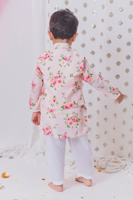 Tiny Pants Peach Rosa Bloom Bundi Kurta Set 