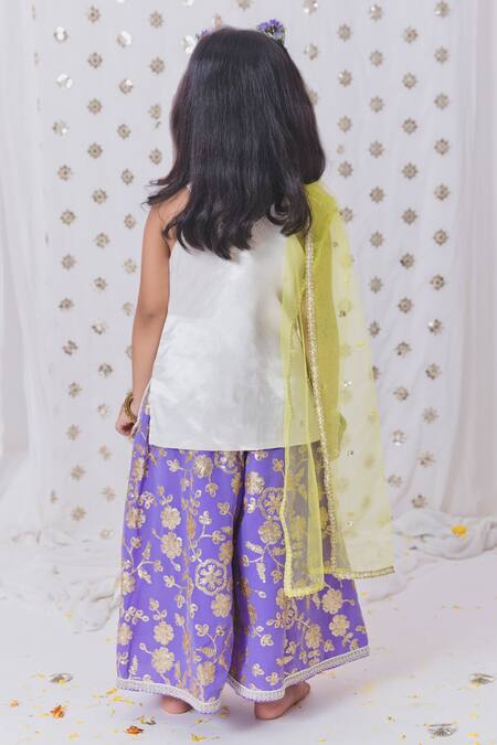 Shop Tiny Pants Purple Georgette, Cotton, Silk Sequins Embellished Kurta Sharara Set at Aza Fashions Shop_Tiny Pants_Purple Georgette, Cotton, Silk Sequins Embellished Kurta Sharara Set_at_Aza_Fashions