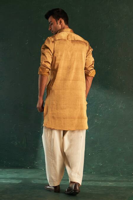 Shop Charkhee Multi Color Silk, Cotton Embroidery, Diamonds Stripe Nehru Jacket And Kurta Set at Aza Fashions Shop_Charkhee_Multi Color Silk, Cotton Embroidery, Diamonds Stripe Nehru Jacket And Kurta Set_at_Aza_Fashions