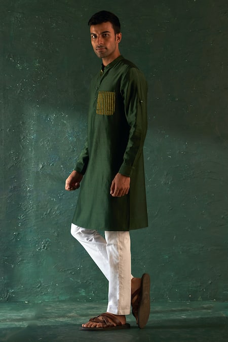 Charkhee Chanderi Straight Kurta With Pant 