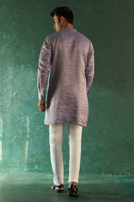Charkhee Lavender Stripe Kurta Set 