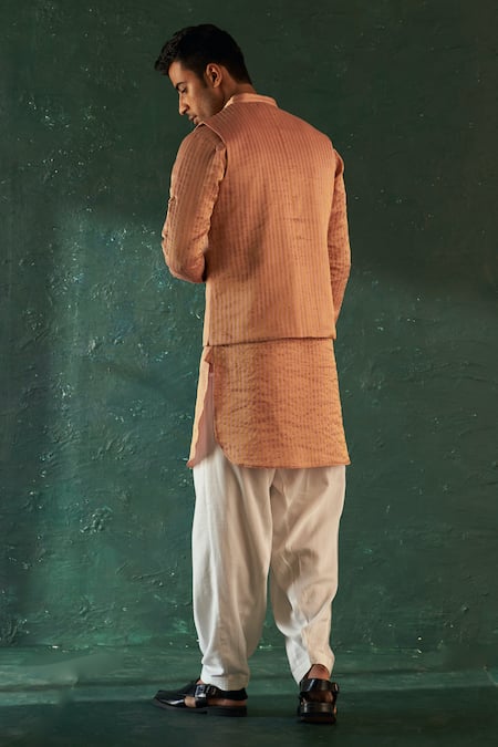 Charkhee Stripe Pattern Rose Pink Bundi 