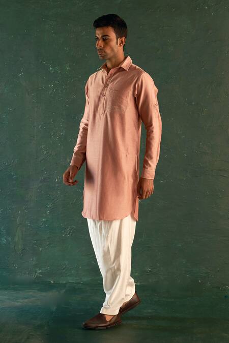 Buy_Charkhee_Pink Chanderi, Satin, Embroidery Kurta With Salwar _Online_at_Aza_Fashions