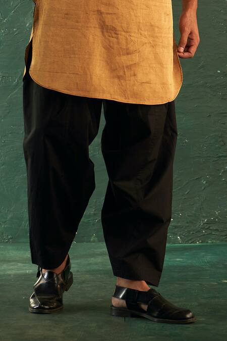 Charkhee_Gold Silk, Poplin, Cotton Tissue Metallic Kurta With Salwar _Online_at_Aza_Fashions