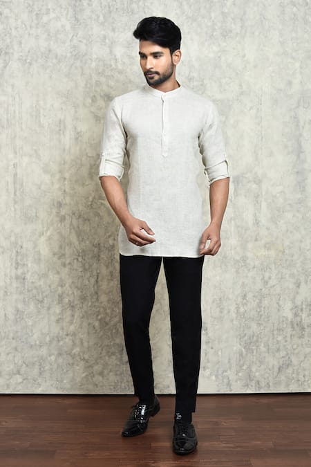 Arihant Rai Sinha Linen Plain Short Kurta 