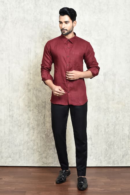 Arihant Rai Sinha Plain Button Down Shirt 