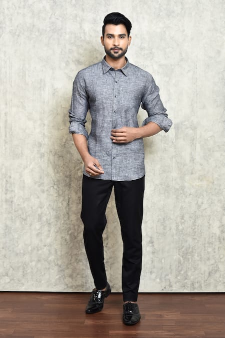 Arihant Rai Sinha Yarn Dyed Linen Solid Shirt 