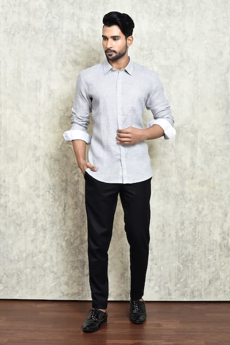 Arihant Rai Sinha Linen Stripe Print Shirt 