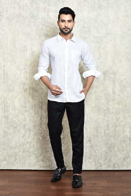 Arihant Rai Sinha Yarn Dyed Linen Plain Shirt 