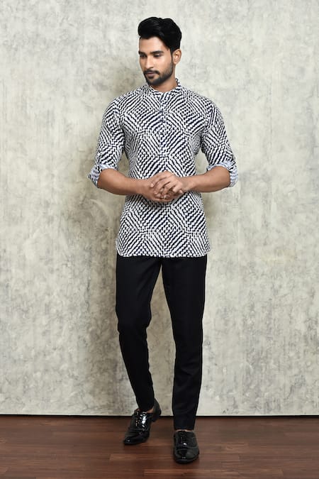 Arihant Rai Sinha Linen Digital Print Short Kurta 