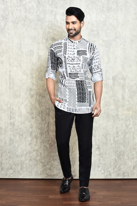 Arihant Rai Sinha Linen Printed Short Kurta 