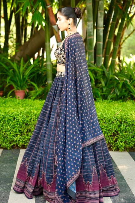 Shop Rashika Sharma Blue Chiffon Sequins, Beads Square Neck Jahaan Printed Bridal Lehenga Set at Aza Fashions Shop_Rashika Sharma_Blue Chiffon Sequins, Beads Square Neck Jahaan Printed Bridal Lehenga Set _at_Aza_Fashions