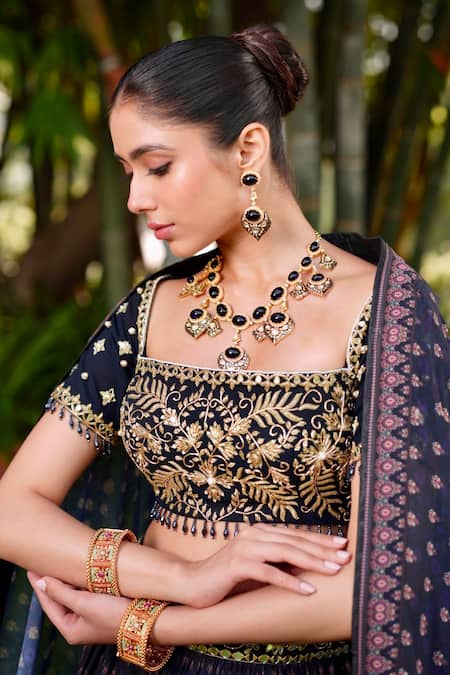 Buy Rashika Sharma Blue Chiffon Sequins, Beads Square Neck Jahaan Printed Bridal Lehenga Set Online at Aza Fashions Buy_Rashika Sharma_Blue Chiffon Sequins, Beads Square Neck Jahaan Printed Bridal Lehenga Set _Online_at_Aza_Fashions